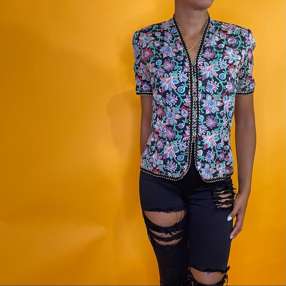 Vintage silk paisley print blouse sz 6